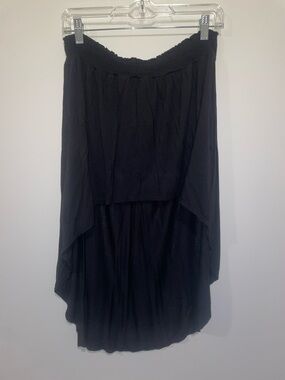 Women's Black High-Low Skirt with Elastic Waistband